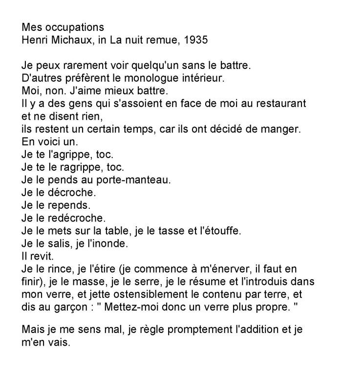 Mes occupations de H.Michaux